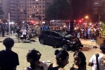 A vehicle that ran over some people at Copacabana beach is seen in Rio de Janeiro, Brazil January 18, 2018. According local media, the driver was detained.