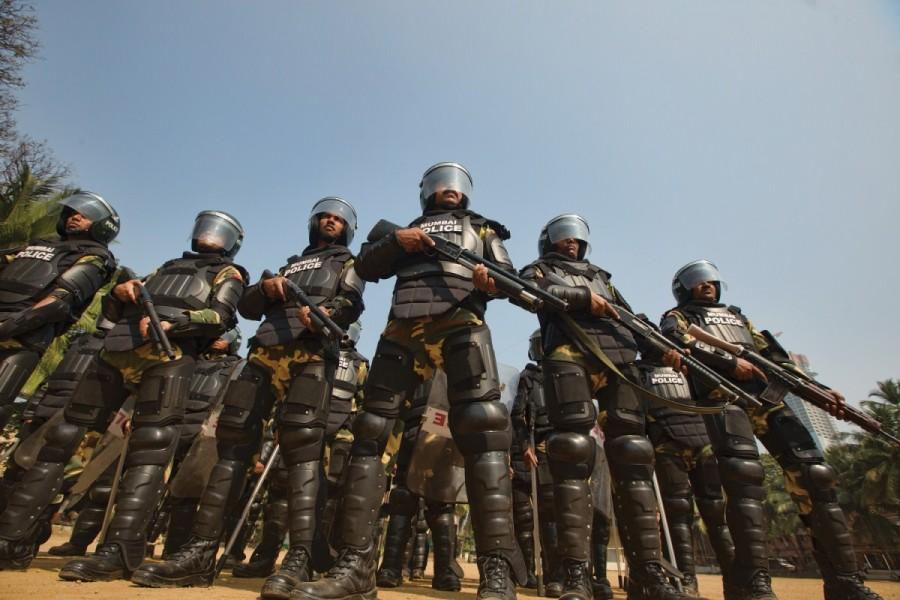 Riot Control Police: These are our men in black, deadly for the miscreants and rioters, with no shades of grey. Amitabh Bachchan,actor Amitabh Bachchan,Mumbai Police 2018 Calendar,Mumbai Police Calendar,Amitabh Bachchan unveils Calendar,Mumbai Police