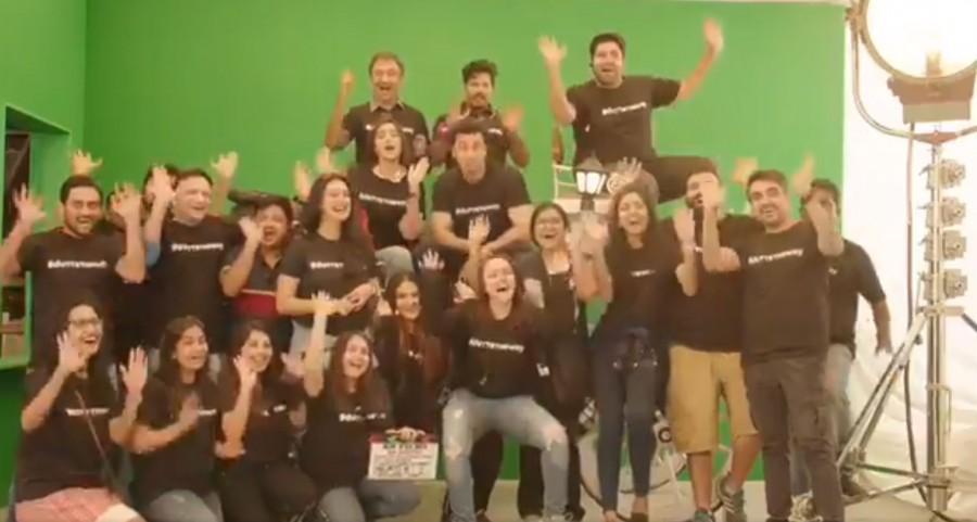 The makers took to Twitter sharing a video where, Rajkumar Hirani, Ranbir Kapoor along with the entire cast and crew gave a unique shoutout to the film by shooting a fun video saying 'Dutt's the way, aha aha, I like it, aha aha'. Ranbir Kapoor,Rajkumar Hirani,Sanjay Dutt biopic,Sanjay Dutt biopic wraps up,Anushka Sharma,Sonam Kapoor,Dia Mirza,Manisha Koirala,Paresh Rawal