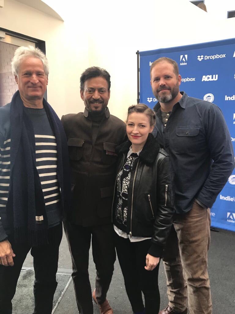Irrfan on Tuesday tweeted the photograph which also features the film's director Marc Turtletaub. "Mark, Me, Kelly and David Denman. 'The Puzzle'. Sundance Film Festival," he captioned the image where the four are seen smiling at the camera. Irrfan Khan,actor Irrfan Khan,David Denman,Kelly Macdonald,The Puzzle