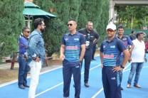 Actor R Sarath Kumar shared a picture on Twitter with the caption, "It was such a great pleasure to interact with @msdhoni during the inauguration of MS Dhoni cricket academy in Singapore. I wish Dhoni and his team all the very best for this initiative in taking cricket beyond India."