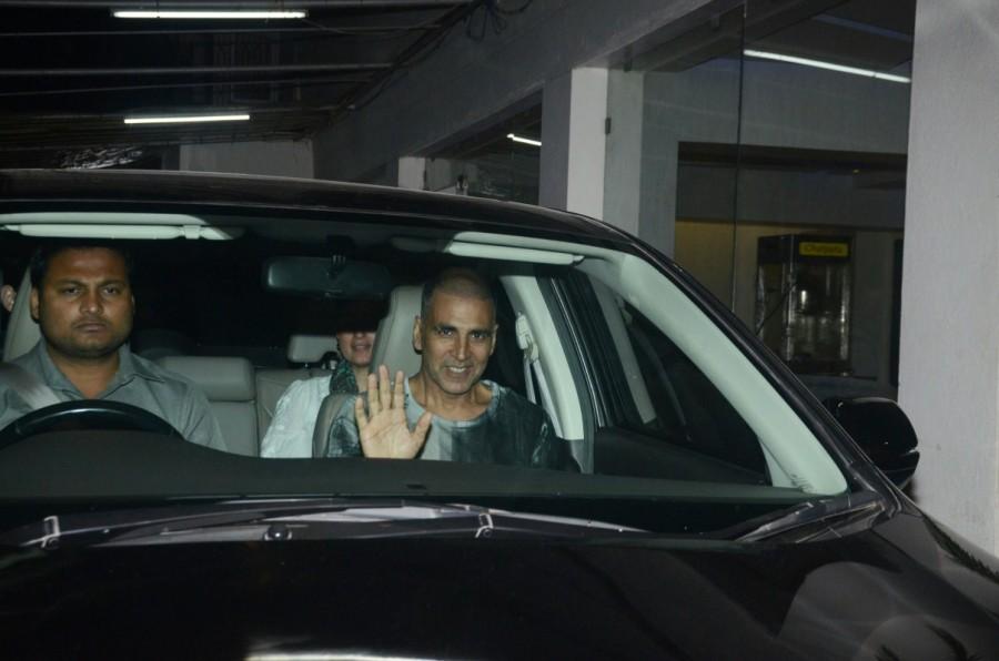 Akshay Kumar arrives at the special screening of their film Padmaavat held at PVR in Lower Parel, Mumbai on January 23, 2018. Ishaan Khatter,Akshay Kumar,Sanjay Leela Bhansali,Padmaavat,Padmaavat special screening,Padmaavat special screening pics,Padmaavat special screening images,Padmaavat special screening stills,Padmaavat special screening pictures,Padmaavat special screenin
