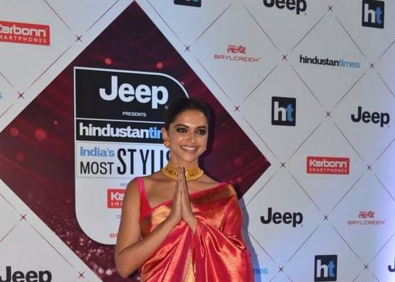 Deepika donned a red Kanjeevaram saree, which was a gift from legendary actress Rekha. Styling her look with a gold choker and earrings, her look included smokey eyes and a nude lip. It was a visual delight to watch the actress at her elegant best as she also received an award for India’s Most Stylish (female). Deepika Padukone,actress Deepika Padukone,Padmaavat pose,HT Most Stylish Awards,HT Stylish Awards,Ht most stylish awards 2018