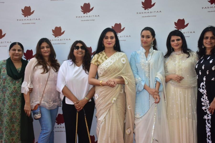It was a very special day for veteran actress Padmini Kolhapure and her longtime friend and partner Sita Talwarkar Who unveiled their new collection from their label PadmaSitaa today. The label specializes in the handcrafted vintage clothing line. Shraddha Kapoor,Sonam Kapoor,Padmini Kolhapure,Padmini Kolhapure's PadmaSitaa