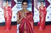 Deepika Padukone strikes a pose as she walks the red carpet at the HT India's Most Stylish Awards 2018 held at Yash Raj Studio in Mumbai on January 24, 2018.