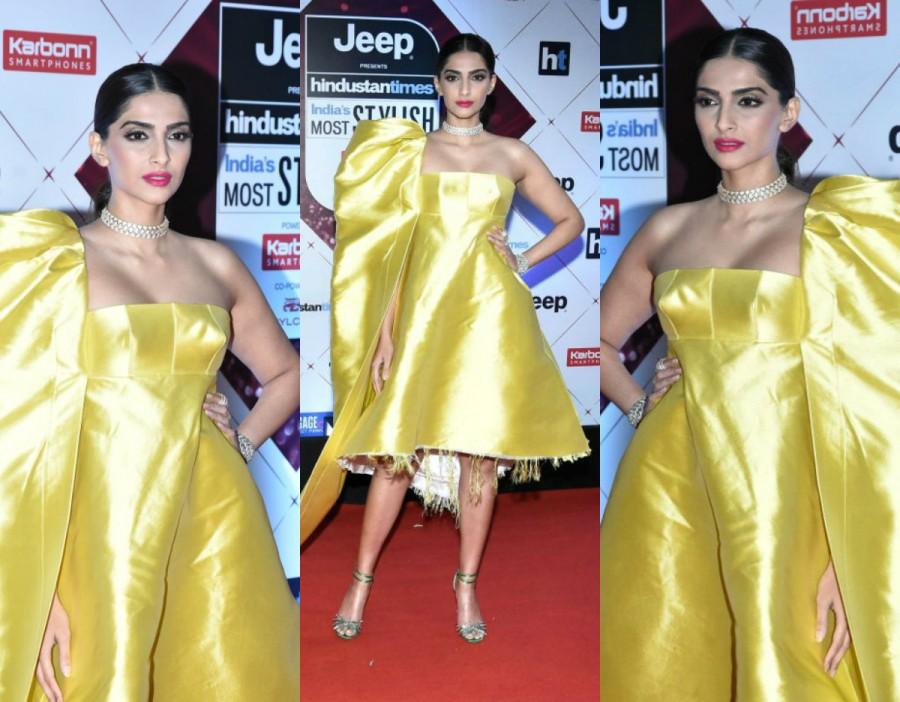 Sonam Kapoor strikes a pose as she walks the red carpet at the HT India's Most Stylish Awards 2018 held at Yash Raj Studio in Mumbai on January 24, 2018. Deepika Padukone,Akshay Kumar,Shilpa Shetty,Sonam Kapoor,Taapsee Pannu,HT India's Most Stylish Awards 2018,HT India's Most Stylish
