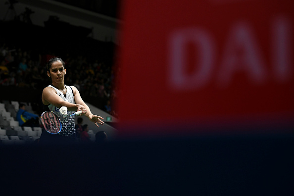 Saina Nehwal of India competes against Chen Xiaoxin of China during the Women's Singles Round 16 match of the Daihatsu Indonesia Masters 2018 at Istora Senayan Gelora Bung Karno on January 25, 2018. Saina Nehwal,shuttler Saina Nehwal,Indonesia Masters final