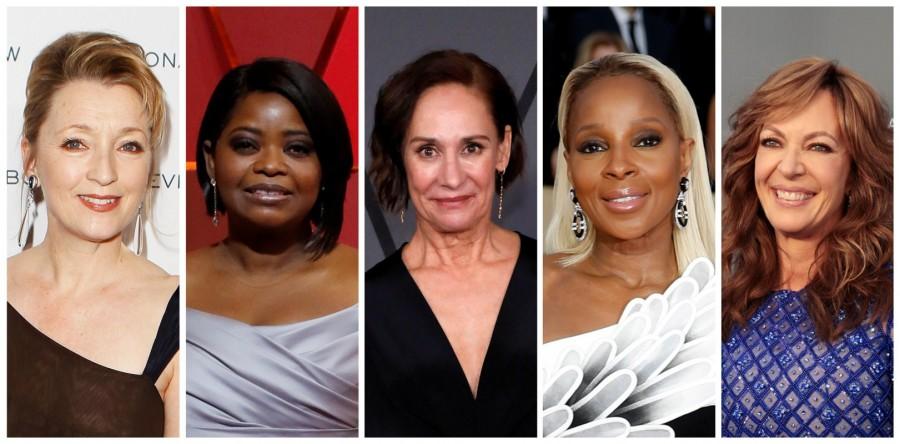 Nominees for the 90th Oscars, Best Supporting Actress Awards (L-R) Lesley Manville, Octavia Spencer, Laurie Metcalf, Mary J. Blige and Allison Janney. Oscar Nominations 2018,Oscar Nominations,90th Academy Awards,Oscar Nominations 2018 in pics,Oscar,Oscar 2018,Sally Hawkins,Meryl Streep,Margot Robbie,Saoirse Ronan
