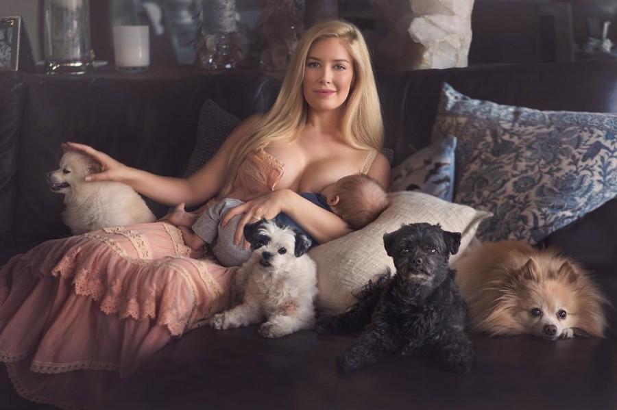 The mother of one, 31, shared a glamorous portrait of herself with the 3-month-old on Instagram Friday, along with a caption that described her motherhood experience thus far, reports femalefirst.co.uk, Heidi Montag breastfeeds,Heidi Montag,Heidi Montag breastfeeds son,Heidi Montag nude