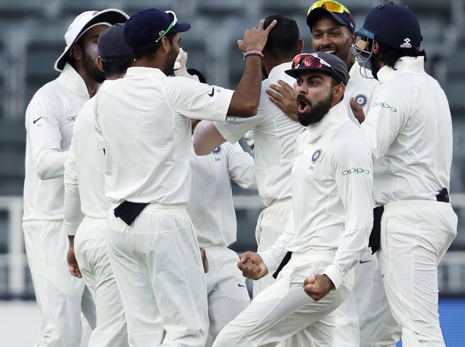 India skipper Virat Kohli praised his bowlers after the victory over South Africa in the third and final cricket Test here on Saturday. Needing to score 241 runs in their second innings, South Africa were bowled out for 177 as India won by 63 runs. South Africa won the series 2-1. India beat South Africa,India trash South Africa,India vs South Africa,india vs south africa 3rd test 2018,Virat Kohli