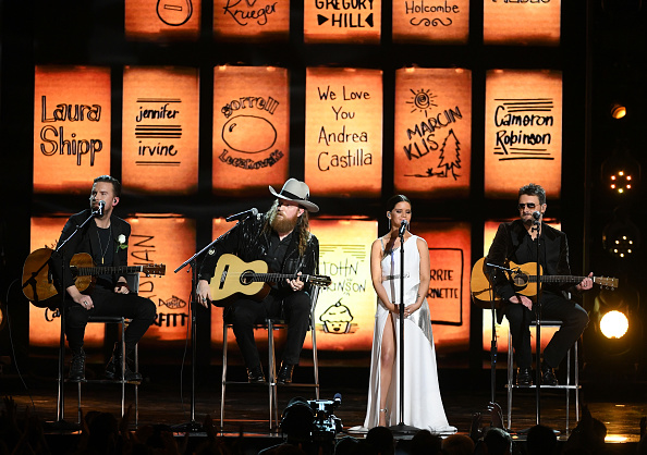 "On October 1, all of country music was reminded, in the most tragic way, the connection we share with our fans and the healing power music will always provide," Church said on Sunday before the performance. T.J. Osborne,John Osborne,Maren Morris,Eric Church,Tears in Heaven,60th Annual GRAMMY Awards,Grammys 2018,Grammys awards