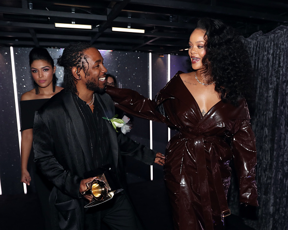 When Lamar returned to the stage, the screen behind read: "This is a satire by Kendrick Lamar." Kendrick Lamar,singer Kendrick Lamar,Kendrick Lamar at Grammy,Grammy,Grammy Awards,60th Grammy Awards