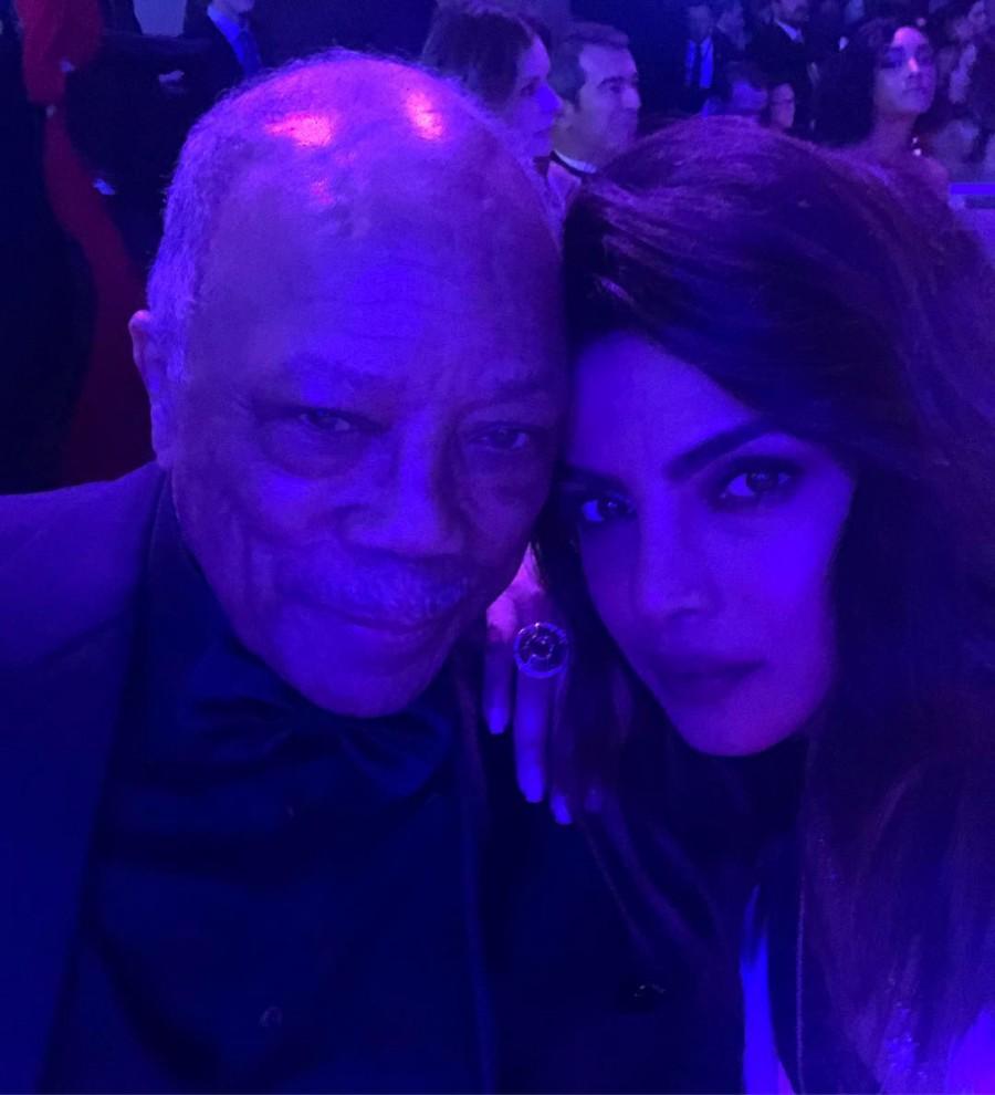 The "Quantico" actress attended the pre-Grammy Gala on Saturday, a day ahead of the annual Grammy Awards ceremony. She was there in the capacity of the Global Brand Ambassador of HARMAN International, a wholly-owned subsidiary of Samsung Electronics. "Oh just us... Quincy Jones you rule! But then you always knew that. Grammys #musicfan," Priyanka posted on Instagram with the selfie. Priyanka Chopra,actor Priyanka Chopra,Quincy Jones,Priyanka Chopra and Quincy Jones,Priyanka Chopra and Quincy Jones selfie,Grammy Gala,pre-Grammy Gala
