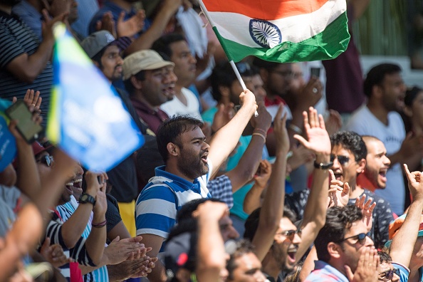 India fans celebrate India's Shubman Gill's 100 runs during the U19 semi-final cricket World Cup match between India and Pakistan at Hagley Oval in Christchurch on January 30, 2018. U-19 World Cup Semi Final,U-19 World Cup,Shubman Gill,Ishan Porel,India beat Pakistan,U19 World Cup Final