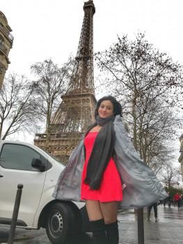 South Indian actress Harshika Poonacha enjoys Paris vacation.