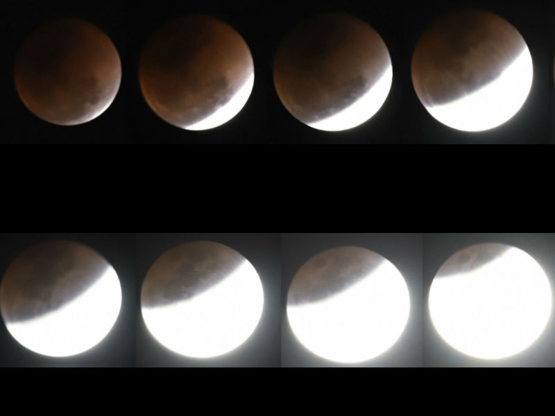 Thousands of stargazers from Bengaluru flocked to the Nehru Planetarium in the city and other open spaces to catch a glimpse of the rare celestial spectacle when the Moon appeared brighter and turned red during the lunar eclipse on Wednesday. "This lunar eclipse is special because a supermoon (when Moon appears larger than usual when its closest to Earth), blue Moon (second full Moon of each month) and blood Moon (Moon appears red during eclipse) will all coincide at once," the Director of Nehru Planetarium Pramod G. Galgali told IANS here. Super blue blood Moon,super blue blood Moon in indian,super blue blood Moon in bangalore,super blue blood Moon in Bengaluru,super blue blood Moon pics,super blue blood Moon images,super blue blood Moon stills,super blue blood Moon pictures