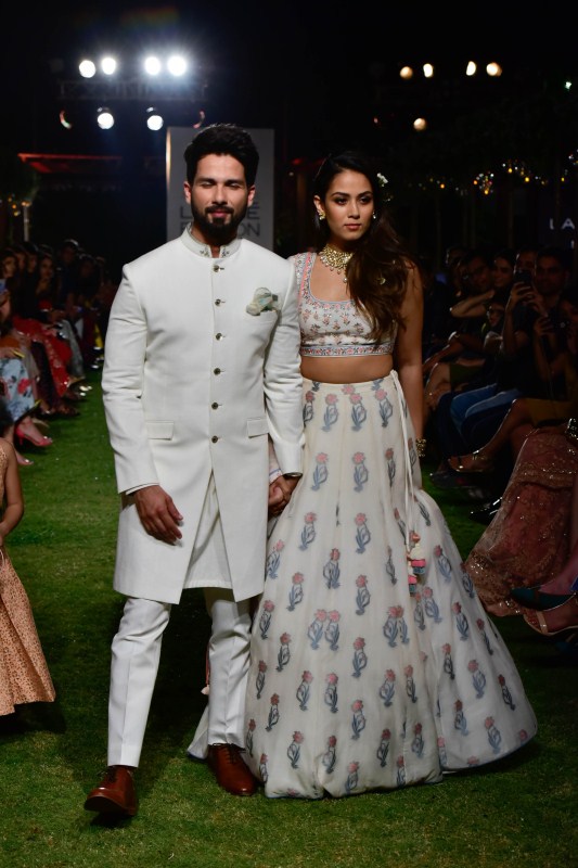 Shahid Kapoor and Mira Rajput walks the ramp for Anita Dongre at Lakme Fashion Week. Lakme Fashion Week 2018,Lakme Fashion Week,Shahid Kapoor and Mira Rajput,Shahid Kapoor,Mira Rajput,Anita Dongre,Lakme Fashion Week pics,Lakme Fashion Week images,Lakme Fashion Week stills,Lakme Fashion Week pictures,Lakme Fashion Week photos