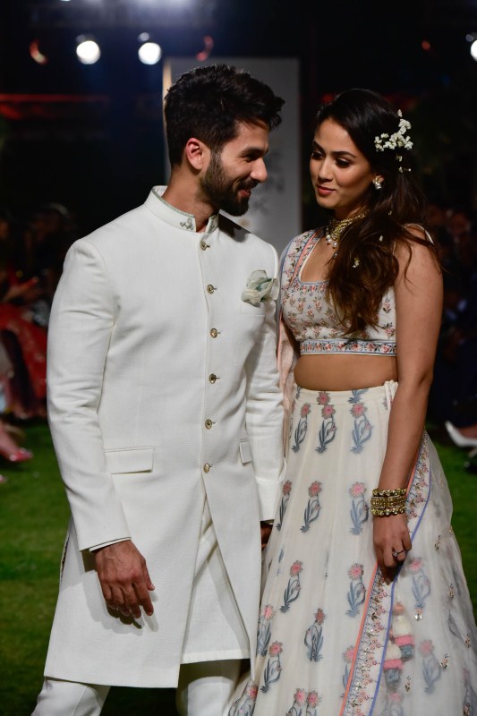Shahid Kapoor and Mira Rajput walk the ramp for designer Anita Dongre at Lakme Fashion Week. Lakme Fashion Week 2018,Lakme Fashion Week,Shahid Kapoor and Mira Rajput,Shahid Kapoor,Mira Rajput,Anita Dongre,Lakme Fashion Week pics,Lakme Fashion Week images,Lakme Fashion Week stills,Lakme Fashion Week pictures,Lakme Fashion Week photos