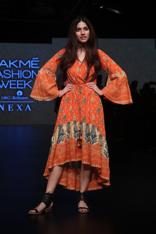 Sapna Pabbi walks the ramp during a fashion show at the Lakmé Fashion Week Summer Resort 2018 in Mumbai. Hansika Motwani,Taapsee Pannu,Huma Qureshi,Kunal Kapoor,Lakme Fashion Week 2018,Lakme Fashion Week,Lakme Fashion Week 2018 day 1,Lakme Fashion Week 2018 pics,Lakme Fashion Week 2018 images,Lakme Fashion Week 2018 stills,Lakme Fashion Week 2018 pictures,La