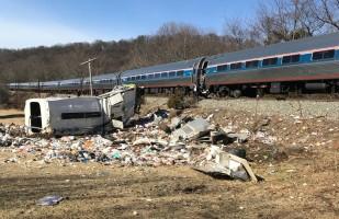 Amtrak passenger train,Amtrak train,Virginia,Virginia road crossing,garbage truck