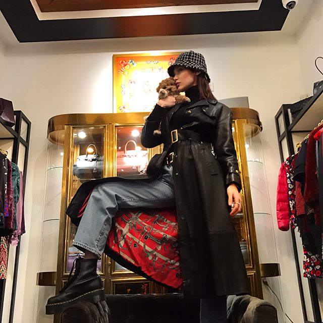 She introduced the dog to her nearly 17 million Instagram followers. The model held up the pooch as she posed, with clothes on in the second photograph, inside the store. Bella Hadid,Bella Hadid nude,bella hadid instagram,bella hadid naked,bella hadid sexy photo,Bella Hadid hot photos,Bella Hadid poses nude,Bella Hadid poses with dog