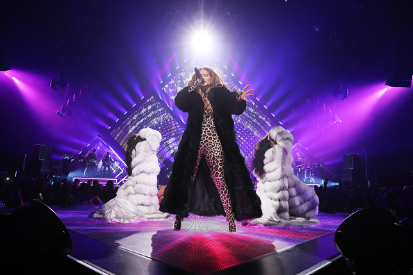 Jennifer Lopez wows fans in leopard print catsuit during pre-Super Bowl ...