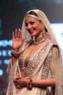 Former beauty queen Sushmita Sen was a delight to watch when she regally floated down the ramp on "Umrao Jaan" hit song "In aankhon ki masti" wearing a lehenga, glittering choli and diaphanous dual dupattas by brand Kotwara by Meera and Muzaffar Ali at Lakme Fashion Week Summer/Resort 2018, here.