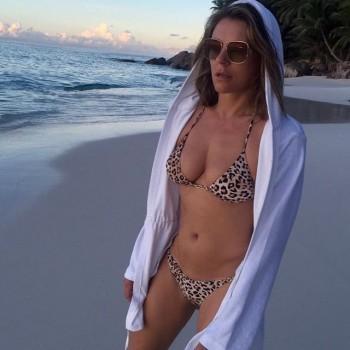 Elizabeth Hurley goes wild on Instagram in a leopard print bikini.