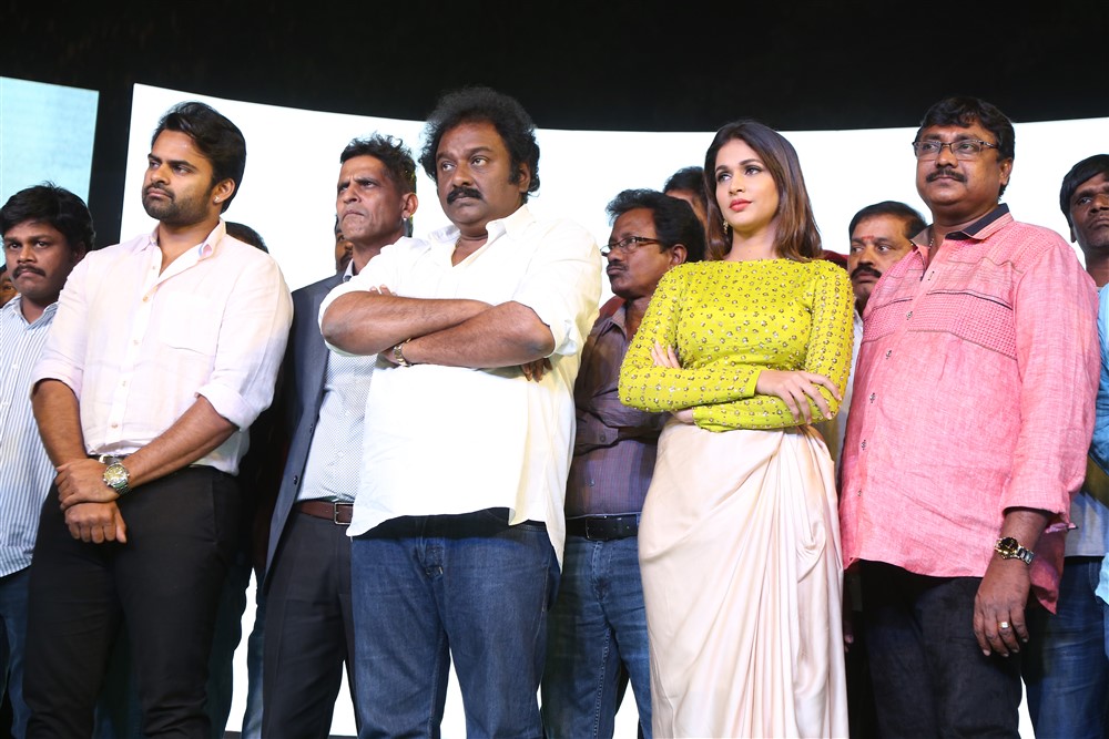 Sai Dharam Tej, VV Vinayak and Lavanya Tripathi at Intelligent pre-release event. Sai Dharam Tej,Lavanya Tripathi,Intelligent pre-release event,Intelligent pre-release event pics,Intelligent pre-release event images,Intelligent pre-release event stills,Intelligent pre-release event pictures,Intelligent pre-release event photos