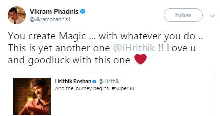 Vikram Padnis shared, "You create Magic ... with whatever you do .. This is yet another one @iHrithik !! Love u and goodluck with this one". Hrithik Roshan,actor Hrithik Roshan,Super 30,hrithik roshan super 30,Super 30 first look