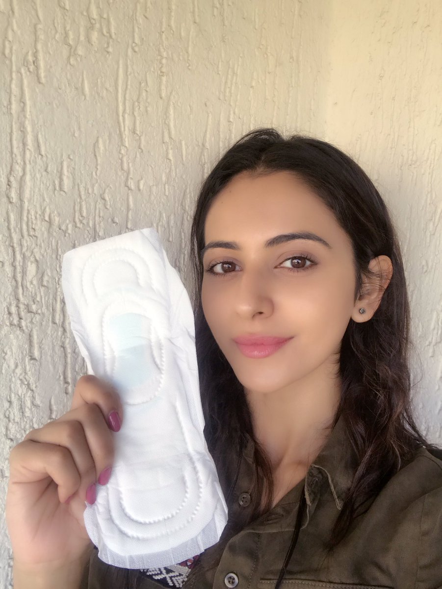 Rakul Preet shares her photo with a sanitary pad on Social media. Jackie Shroff,Sidharth Malhotra,Riteish Deshmukh,Rakul Preet,Parineeti Chopra,PadMan challenge,PadMan challenge pics,PadMan challenge images,PadMan challenge stills,PadMan challenge pictures,PadMan challenge photos