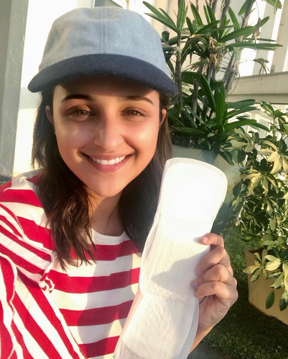 Parineeti Chopra shares her photo with a sanitary pad on Social media. Jackie Shroff,Sidharth Malhotra,Riteish Deshmukh,Rakul Preet,Parineeti Chopra,PadMan challenge,PadMan challenge pics,PadMan challenge images,PadMan challenge stills,PadMan challenge pictures,PadMan challenge photos