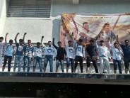 Fans pose outside Chandan Cinemas in Juhu.