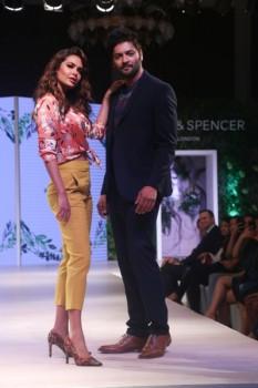 Actress Esha Gupta and Ali Fazal walk the ramp for fashion brand Marks & Spencer Spring Summer launch 2018 in Mumbai on Feb 8, 2018.