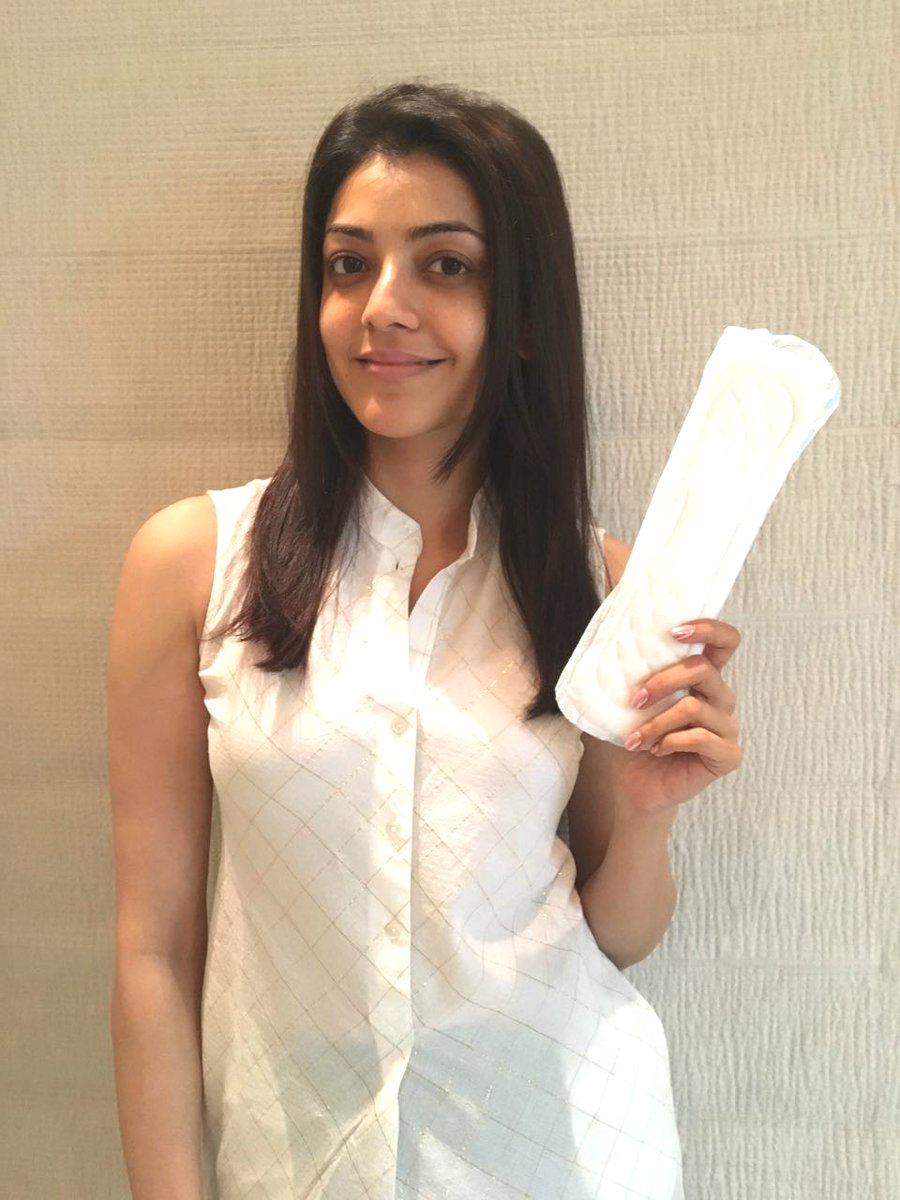 Kajal Aggarwal shares her photo with a sanitary pad on Social media. Jacqueline Fernandez,Kajal Aggarwal,Jacqueline Fernandez with pad,Kajal Aggarwal with pad,PadMan challenge,PadMan movie challenge