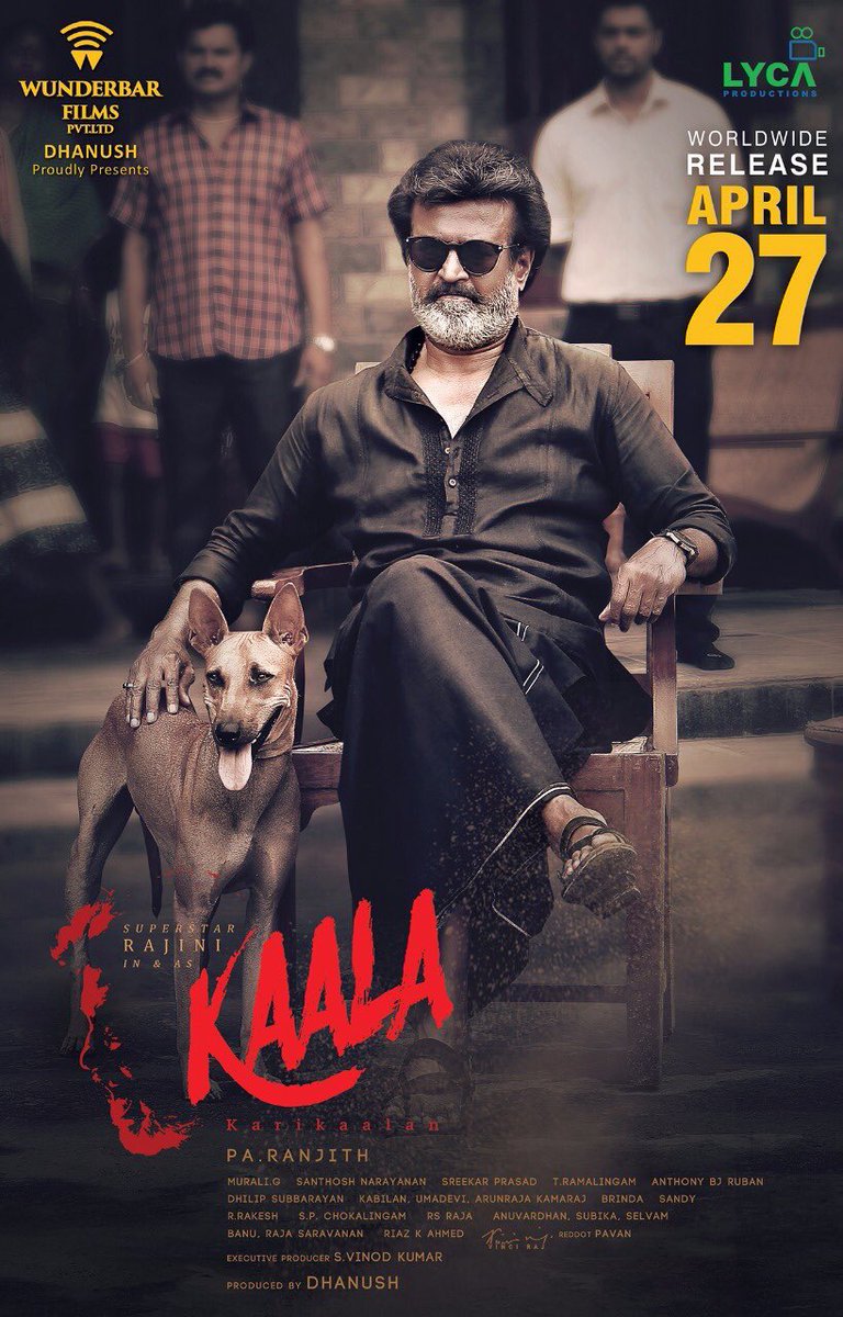 Superstar Rajinikanth's Kaala to hit screens on April 27. Rajinikanth,Superstar Rajinikanth,Kaala,Kaala poster,Kaala release poster,Kaala movie poster