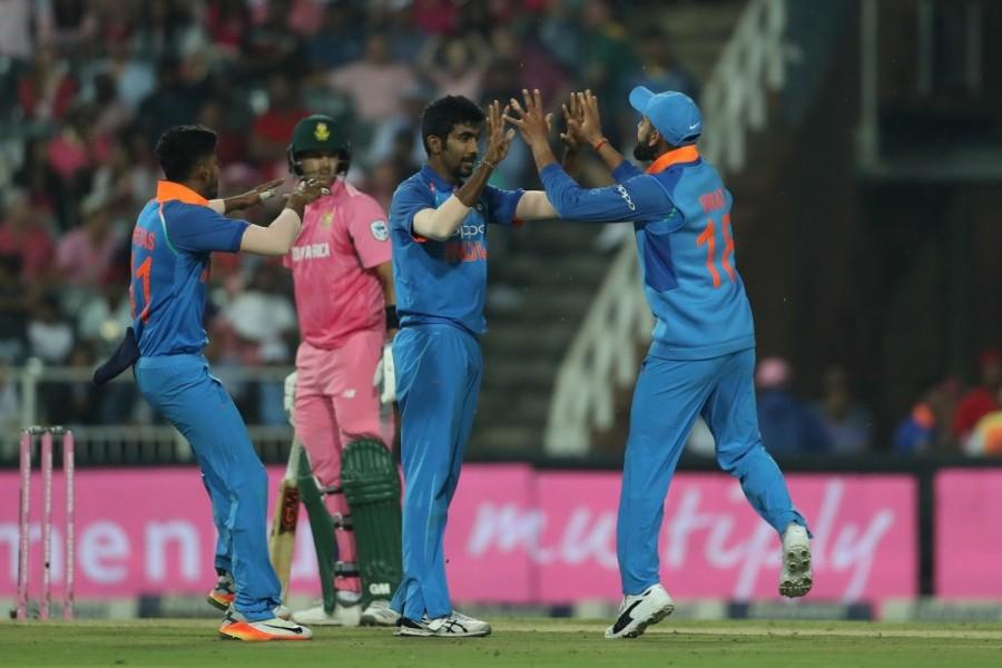 South Africa survived a nail-biting finish to edge out India by five wickets in a rain-curtailed fourth One-Day International (ODI) here on Saturday. India, who had won the first three ODIs, now have a 3-1 lead in the six-match series. Electing to bat first, India rode on opener Shikhar Dhawan's 13th ODI century to post 289/7 in their 50 overs. Dhawan scored 109 runs off 105 balls, and shared a 158-run stand with skipper Virat Kohli who scored 75. India vs South Africa,India vs South Africa,4th ODI,India vs SA