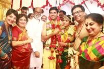 Rajinikanth at YG Mahendra son Harshavardhan wedding in Chennai.
