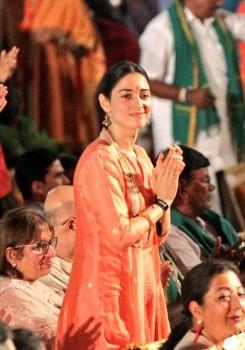 Tamannaah Bhatia having a memorable time attending Maha Shivaratri celebrations at Isha Yoga Center.