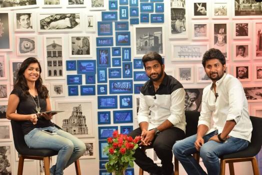 Nani promotes his upcoming Awe movie at Facebook office in Hyderabad.