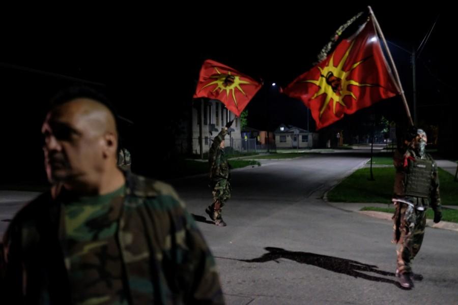 Members of the First Nation Indigenous Warriors (FNIW) patrol Winnipeg's North End in Manitoba, Canada. The FNIW was formed in early 2017 in the North End neighborhood of Winnipeg, Canada, where much of the city's indigenous population lives. It has become one of the city's most active warrior groups. First Nations Indigenous Warriors,Indigenous Warriors,Canada,colonial policies