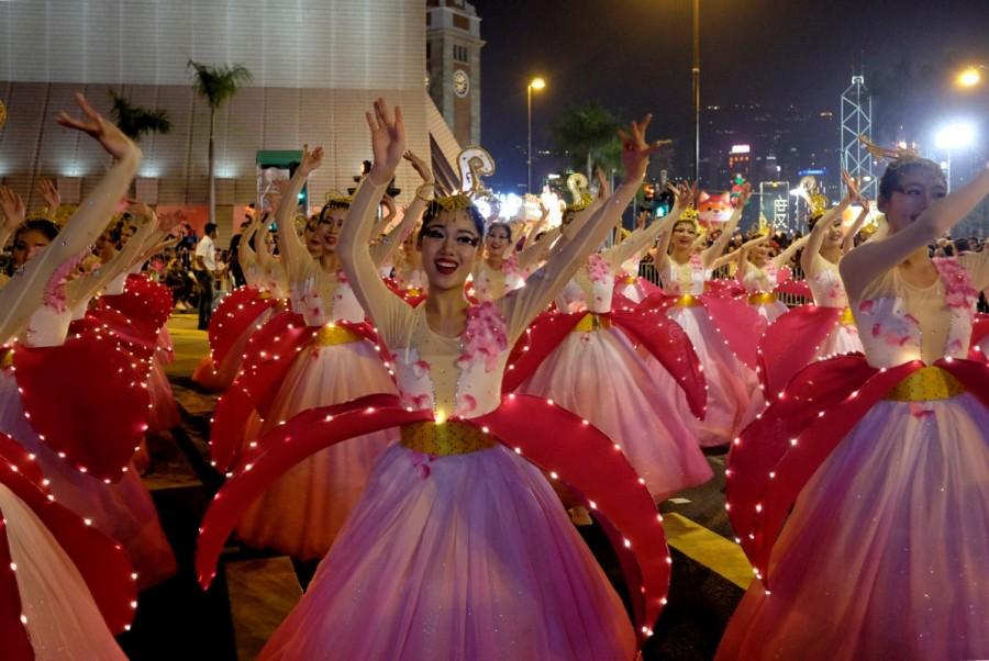 Dancers from China's Hainan perform during a parade to celebrate the Year of the Dog in Hong Kong, China February 16, 2018. Chinese New Year 2018,Chinese New Year 2018 animal,Chinese New Year 2018 year of dog,Chinese New Year,Chinese New Year 2018 celebrations,Chinese New Year 2018 pics,Chinese New Year 2018 images