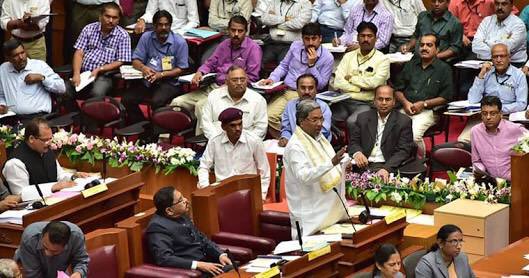 "For new fiscal (2018-19), revenue surplus is estimated to be Rs127.28 crore, while deficit on capital account is expected to be Rs 383.25 crore due to higher institutional borrowings and repayment of loans," he pointed out. Projecting Rs 1,03,444 crore tax revenue, including GST (Goods and Services Tax) compensation from the Central government for FY 2019, an increase of 12.78 per cent over the revised estimates of FY 2018, the Chief Minister said the non-tax revenue would be Rs 8,163 crore. Siddaramaiah,CM Siddaramaiah,Karnataka Chief Minister Siddaramaiah,Siddaramaiah budget,Siddaramaiah budget 2018