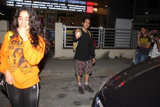 Janhvi Kapoor with Ishaan Khattar spotted at PVR in Juhu.
