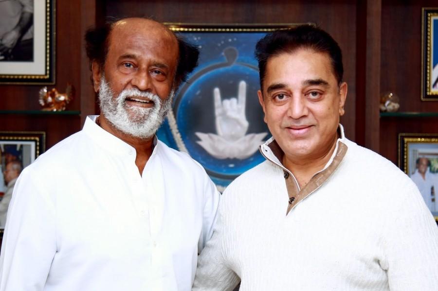 Haasan will start his political journey on Wednesday from Rameswaram in Tamil Nadu. He said he is embarking on an important journey of his life and before that he would like to meet the people he likes. The 63-year-old superstar had said his colour of politics is "black" signifying Dravidian. Kamal Haasan,Rajinikanth,Kamal Haasan meets Rajinikanth,Kamal Haasan visits Rajinikanth,Kamal Haasan wallpaper,Rajinikanth wallpaper