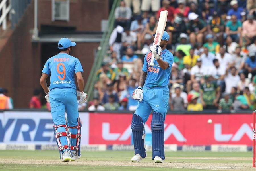 Earlier, opening batsman Shikhar Dhawan once again unleashed mayhem in South Africa, with his 72 powering India to 203 for five wickets. The Delhi left-hander, who hit 323 runs in the six One-Day Internationals (ODIs), blasted 10 fours and two sixes in his 39-ball innings as others batted around him. After home captain Jean-Paul Duminy put India into bat, India's innings was lifted by a brisk 21 off nine from Rohit Sharma, who got out in the fifth delivery of the second over after edging to wicket-keeper Heinrich Klassen off debutant Junior Dala. India beat S. Africa,India beat Sout Africa,Virat Kohli,Bhuvneshwar Kumar,Shikhar Dhawan