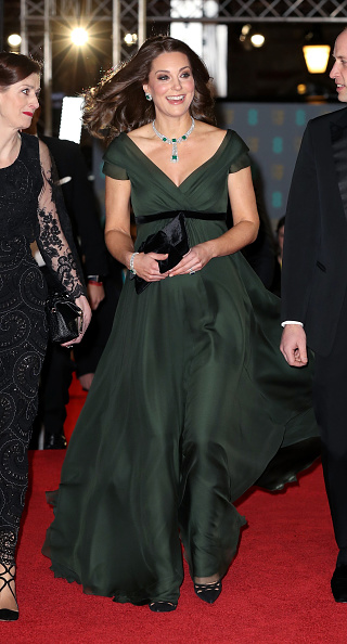 Kate Middleton defies black dress code at Bafta Awards 2018 - Photos ...