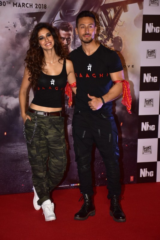 Dressed in Black with 'Baaghi 2' written over the T-shirts, the rebels attended the event with a red bandana tied to their arms, signifying revolution. Sajid Nadiadwala,Baaghi 2,Baaghi 2 trailer,Baaghi 2 trailer launch,Baaghi 2 movie trailer launch,Tiger Shroff,Disha Patani,Bollywood movie,Bollywood new trailer,Bollywood trailer