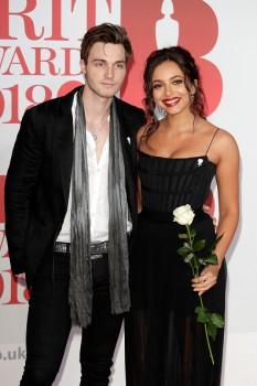 Jade Thirwall of Little Mix and Jed Elliott attend The BRIT Awards 2018 held at The O2 Arena on February 21, 2018 in London, England.