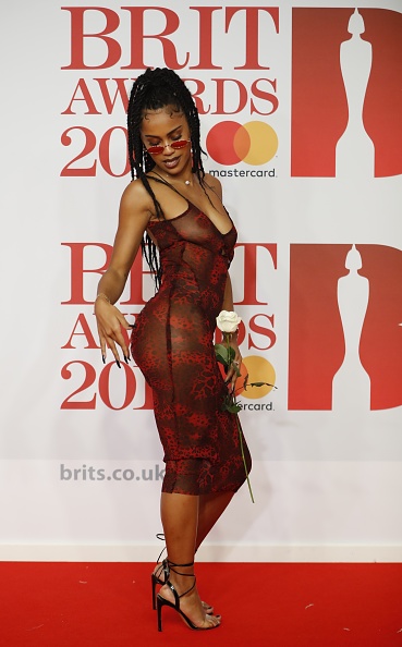 Diana De Brito, known as IAMDDB poses on the red carpet on arrival for the BRIT Awards 2018 in London on February 21, 2018. Diana De Brito,rapper Diana De Brito,Diana De Brito pics,Diana De Brito images,Diana De Brito wallpaper,Brit Awards 2018,Brit Awards 2018 red carpet,celebs at Brit Awards 2018